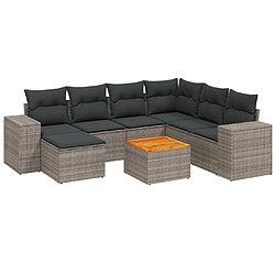 Maison Chic Ensemble Tables et chaises d'extérieur 8 pcs avec coussins,Salon de jardin gris résine tressée -GKD286478