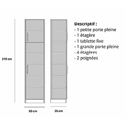 Inside 75 Armoire de rangement 2 portes finition chêne naturel largeur 50 cm