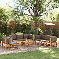 vidaXL Salon de jardin avec coussins 9 pcs bois massif d'acacia 