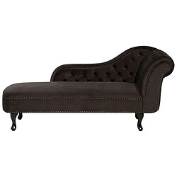 Beliani Chaise longue en velours marron côté droit style Chesterfield NIMES 