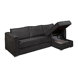 Acheter Vente-Unique Canapé d'angle convertible express et réversible en velours côtelé gris anthracite - Couchage 140 cm - Matelas 14 cm LORETO