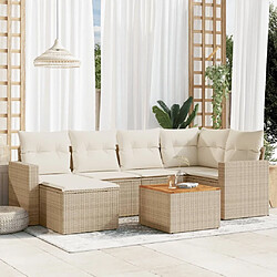 vidaXL Salon de jardin avec coussins 7 pcs beige résine tressée 