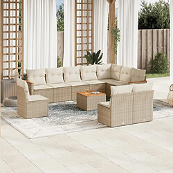 Maison Chic Salon de jardin 11 pcs avec coussins | Ensemble de Table et chaises | Mobilier d'Extérieur beige résine tressée -GKD35672