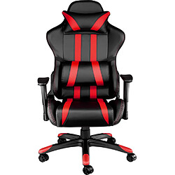 Helloshop26 Fauteuil de bureau chaise siège sport gamer avec coussin de tête et lombaires noir/rouge 08_0000361