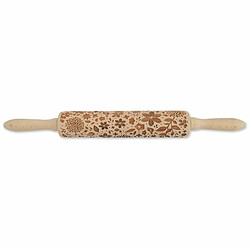 Scrapcooking Rouleau à pâtisserie bois 39 cm avec empreintes nature