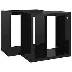 Acheter vidaXL Étagères cube murales 2 pcs noir brillant 26x15x26 cm