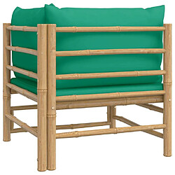 Acheter vidaXL Canapé d'angle de jardin avec coussins vert bambou