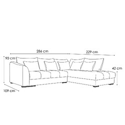 Acheter Courtois Laville Canapé d'angle droit 5 places convertible tissu bleu - Elbe