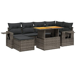 vidaXL Salon de jardin avec coussins 7 pcs gris résine tressée