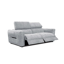 Courtois Laville Canapé droit Calvera 3 places avec 2 relax électriques tissu gris clair 