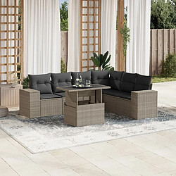 vidaXL Salon de jardin avec coussins 7 pcs gris clair résine tressée 