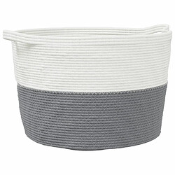 vidaXL Panier à linge gris et blanc Ø60x36 cm coton