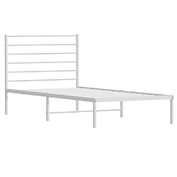 Maison Chic Lit adulte - Cadre de lit métal avec tête de lit,Structure du lit Contemporain pour chambre blanc 90x200 cm -MN97679 pas cher