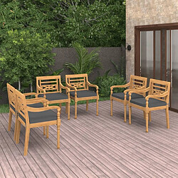 Maison Chic Lot de 6 Chaises Batavia et coussins | chaises Relax d'extérieur Bois de teck solide -GKD74436