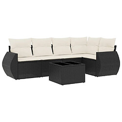 Maison Chic Salon de jardin 6 pcs avec coussins | Ensemble de Table et chaises | Mobilier d'Extérieur noir résine tressée -GKD70592