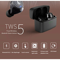 Écouteurs D'Origine Edifier Tws5 Bluetooth V5.0 Aptx Décodage Audio Ipx5 Contrôle Tactile Étanche Noir