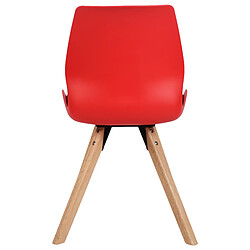 Decoshop26 Lot de 2 chaises de salle à manger en plastique rouge style scandinave pieds bois CDS101143 pas cher