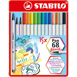 STABILO Feutre pinceau Pen 68 brush, étui en métal de 15 ()