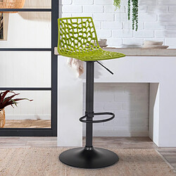 Tabouret Design Cuisine Bar Base Noire Mate Réglable Grand Soleil Spider Matt, Couleur: Anis vert