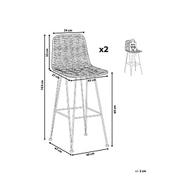 Avis Beliani Tabouret de bar Set de 2 Rotin Noir CASSITA