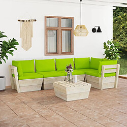 Maison Chic Salon de jardin palette 6 pcs avec coussins - Table et chaises d'extérieur - Mobilier/Meubles de jardin Moderne épicéa imprégné -MN41978