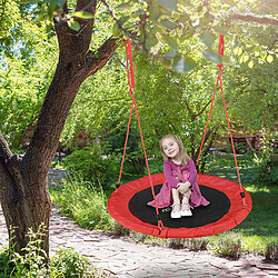 Relaxdays Balançoire nid d'oiseau rond 90 cm à suspendre enfant adulte jardin extérieur Ø 90 cm, 100 kg , rouge