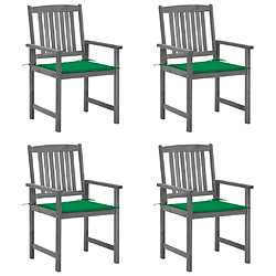 Maison Chic Lot de 4 Chaises de jardin,Fauteuil d'extérieur avec coussins Gris Bois d'acacia massif -MN96185