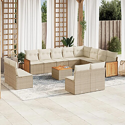 vidaXL Salon de jardin avec coussins 13 pcs beige résine tressée