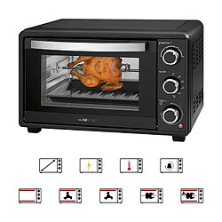 Four électrique à convection 25L avec Rôtissoire à poulet Rotative Minuterie, 1500, Noir, Clatronic, MBG 3727