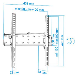 Support mural inclinable TOOQ pour écrans 32 - 55 VESA 200x200, 300x300, 400x200 et 400x400 mm