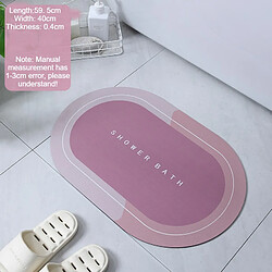 LUUCOZK Tapis de bain antidérapants absorbants à séchage rapide, tapis de décoration de salle de bain-ovale rose-Boue de diatomées 40x60cm 