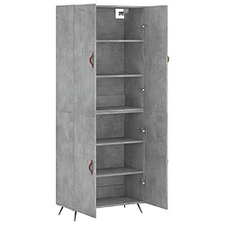 Avis vidaXL Buffet haut Gris béton 69,5x34x180 cm Bois d'ingénierie