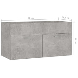 vidaXL Armoire d'évier Gris béton 90x38,5x46 cm Aggloméré pas cher