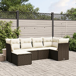 vidaXL Salon de jardin avec coussins 6 pcs marron résine tressée 