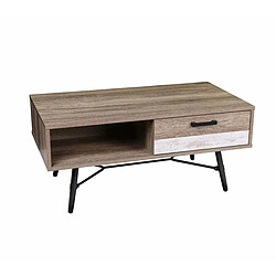 Table basse 1 tiroir 1 Niches en bois avec struture en métal noir 110 x 60 x H 49 cm BROOKLYN+Urban Living