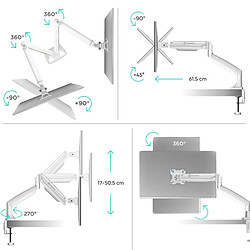 Avis ONKRON Support Ecran PC 2 Ecran pour 13" - 32" Moniteur, Bras Double Ecran PC Poids de 9 kg Chacun - Pied Ecran PC Double VESA 75x75 - 100x100 mm/Bras Ecran Inclinable Pivotant Orientable G200-W Blanc