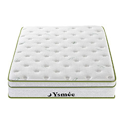 Avis Vente-Unique Ensemble 140 x 190 cm sommier coffre blanc + matelas ressorts ensachés 5 zones et coutil bambou ép.28cm - PASIR de YSMÉE