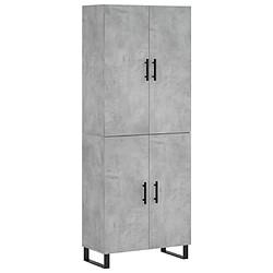 vidaXL Buffet haut Gris béton 69,5x34x180 cm Bois d'ingénierie