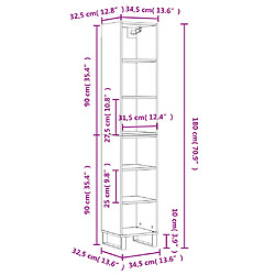 vidaXL Buffet haut Sonoma gris 34,5x32,5x180 cm Bois d'ingénierie pas cher