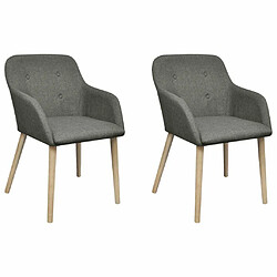 Maison Chic Lot de 2 Chaises à manger,Chaise pour cuisine,Solide Structure gris clair tissu et chêne massif -MN57753