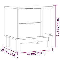 vidaXL Table de chevet FLAM 49x35x50 cm bois de pin massif pas cher