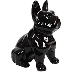 The Home Deco Factory Bouledogue en céramique assis 30 cm noir. Bouledogue en céramique assis 30 cm noir