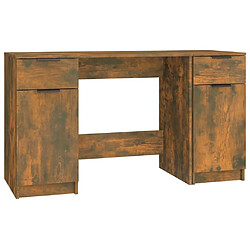 Maison Chic Bureau avec armoire latérale de rangement,Table de travail,Table d'étude Chêne fumé Bois d'ingénierie -GKD51758