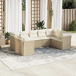 vidaXL Salon de jardin avec coussins 9 pcs beige résine tressée 