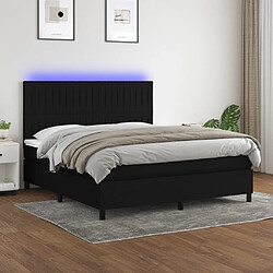 vidaXL Sommier à lattes de lit et matelas et LED Noir 180x200 cm Tissu 