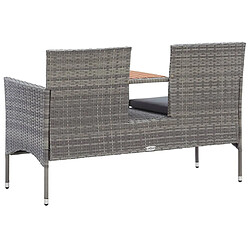 Acheter Maison Chic Banc de jardin 2 places | Banquette de jardin | Chaise Relax et table à thé 143cm Résine tressée Gris -MN49914