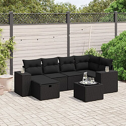 Maison Chic Ensemble Tables et chaises d'extérieur 7pcs avec coussins,Salon de jardin noir résine tressée -GKD851764