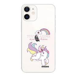 Coque iPhone 12 mini souple transparente Partir En Licorne Motif Ecriture Tendance Evetane