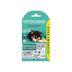 VETOCANIS 4 Pipettes anti-puces et anti-tiques - Pour chien 10-20 kg - 4x 1 mois de protection