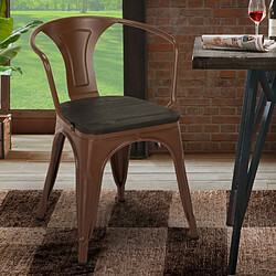 Ahd Amazing Home Design Chaises design industriel en bois et métal de style Tolix Cuisines de bar Steel Wood Arm, Couleur: Marron